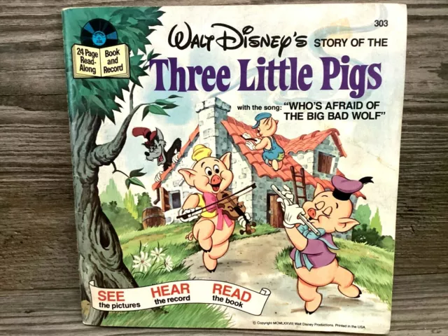 Walt Disneys See Hear Read LP Vinyl Record Three Little Pigs Storybook 1978