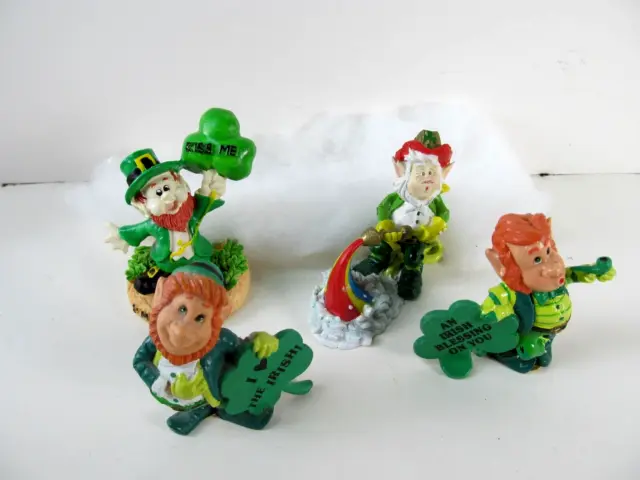 Vintage Set of 4 Leprechaun Figures St. Patrick 4"