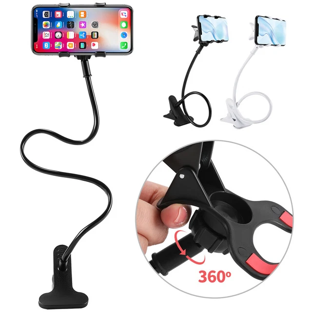 Flexible 360 Clip Mobile Cell Phone Holder Lazy Bed Desktop Bracket Mount Stand