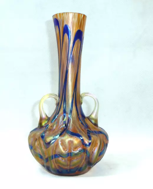 Art Nouveau Vase en Verre Avec Poignées Pallme König & Habel Wilhelm Kralik