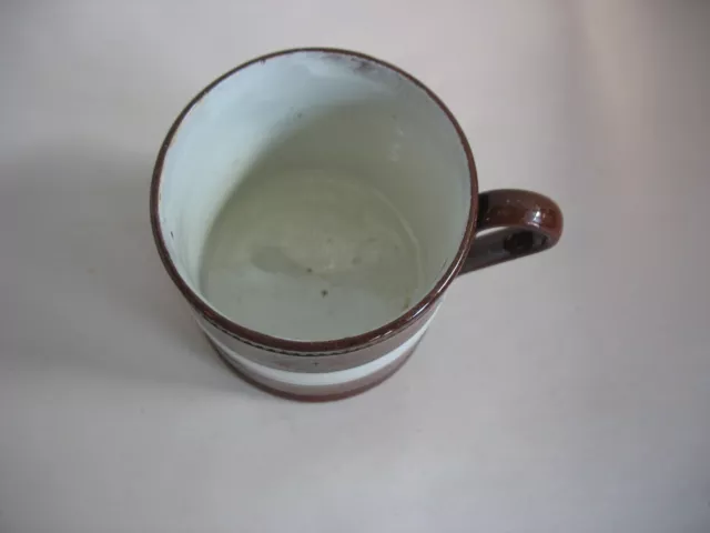 Early 19th century Mochaware Redware banded brown & white mug childs? 2