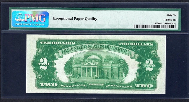 🇺🇸 "Key Note" 1928B $2  Fr-1503  ♚♚Red-Seal♚♚ Pmg Gem Unc 66 Epq  Very Rare!! 2