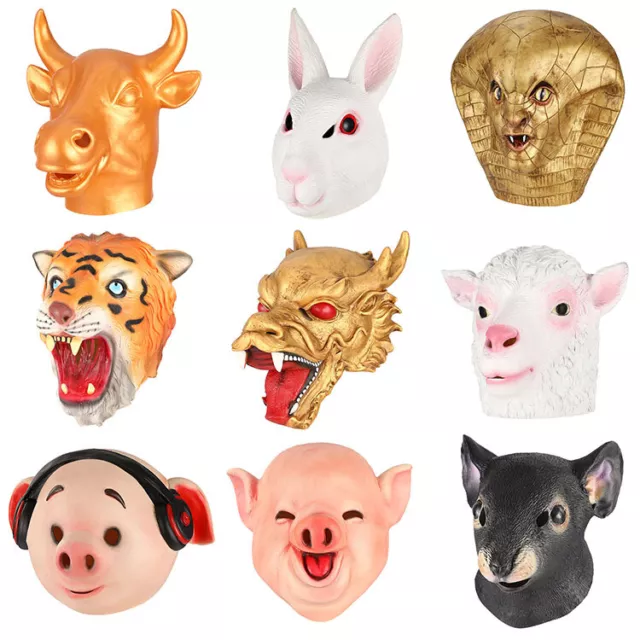 Halloween Masquerade Latex Funny Animal Head Mask Carnival party Cosplay Costume