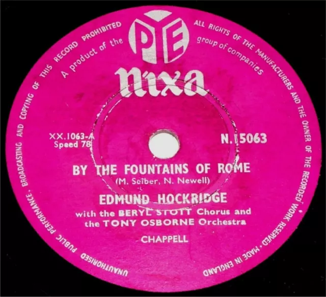 78 RPM – Edmund Hockridge – By The Fountains Of Rome (1956)