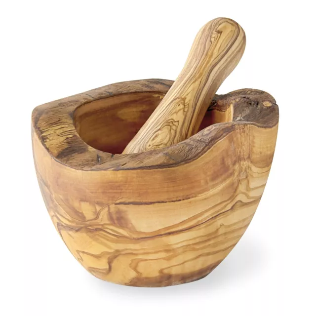 Rustic Wooden Mortar & Pestle Set Premium Handmade Olivewood Herb Spice Grinder