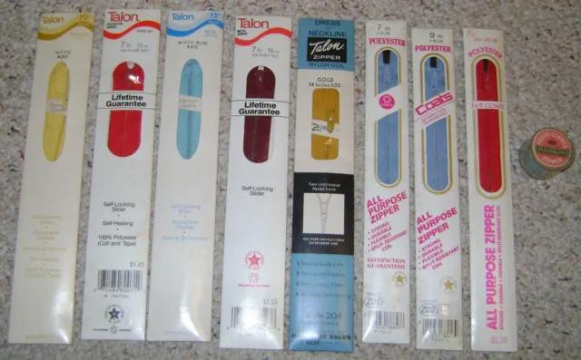 Lot of VINTAGE SEWING ZIPPERS in ORIGINAL PACKAGES!  1970's??  FREE Shipping!