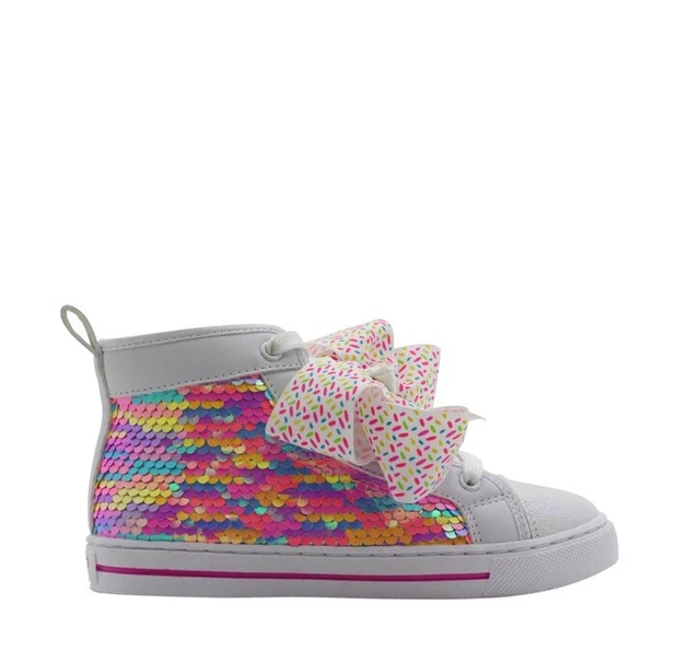 Nickelodeon Neon Rainbow Sequin High Top Sneaker Girls Size 3 NWT
