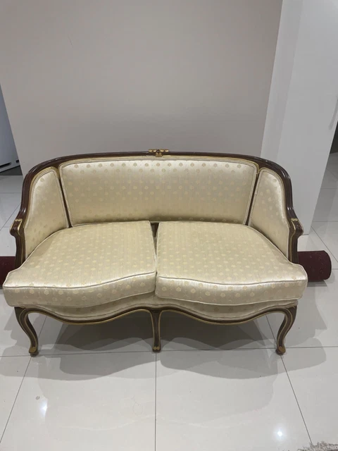 beautiful French Canape Louis XV style in creme colour uphostery