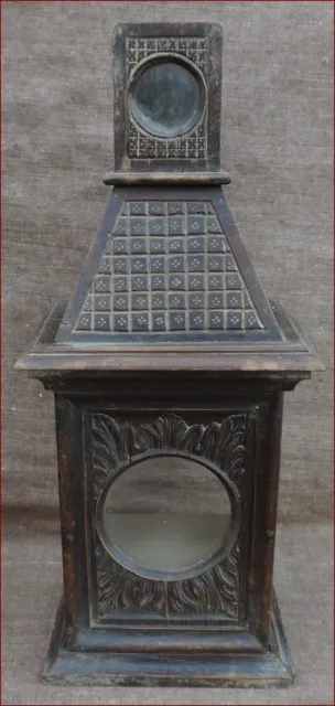 French Black Forest Hand Carved Watch Alarm Clock Holder Stand Bell Tower 1900