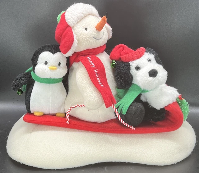 Hallmark Jingle Pals Snow What Fun Sledders Animated Snowman Dog Penguin 2007