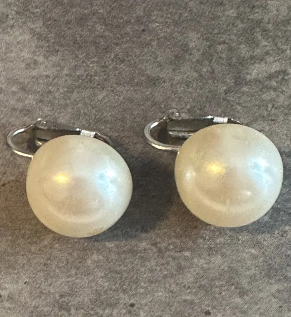 Marvella Clip Vintage Faux Pearl  Earrings Estate Find by Weinrich Brothers Co