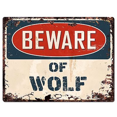 PP1351 Beware of WOLF Plate Rustic Chic Sign Home Room Store Decor Gift