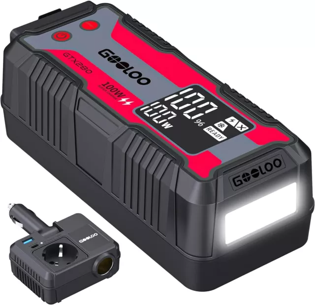 GOOLOO GTX280 Auto KFZ Starthilfe Jump Starter 77000mAh 3000A Booster Powerbank