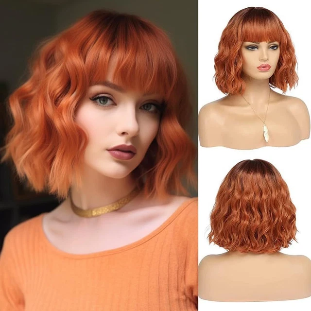 Fluffy Ladies Curly Wigs Syhthetic Wig Women Bob Hair Short Wavy Wig  Party