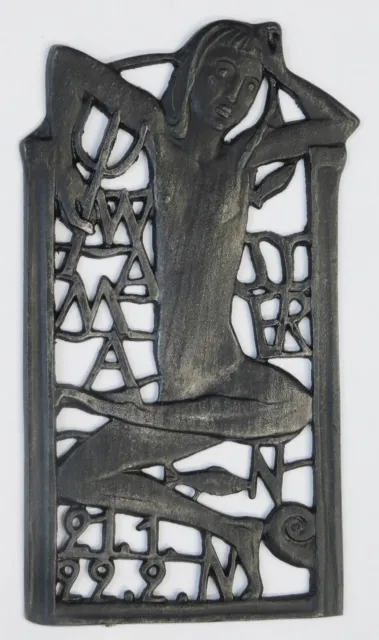 Lauchhammer Eisenguß Relief Kunstguss Sternzeichen Wassermann 18x9,5cm
