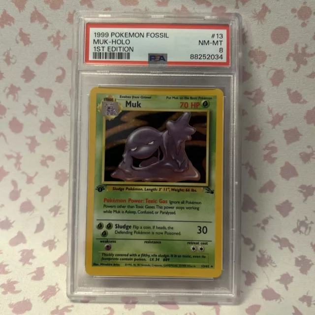 Muk 13/62 First Edition HOLO Fossil Set WOTC 1999 Pokemon Vintage PSA 8