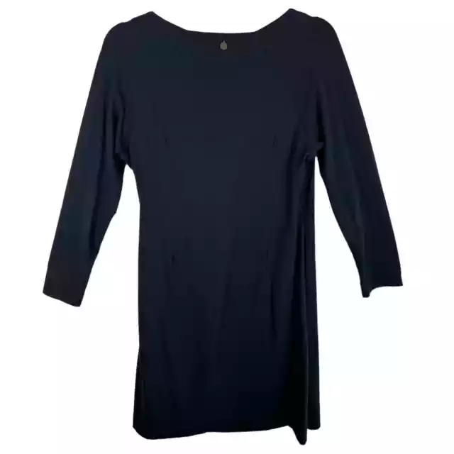 Soft Surroundings Black 3/4 Sleeve Jersey Knit Faux Wrap Dress Size Petite M 2
