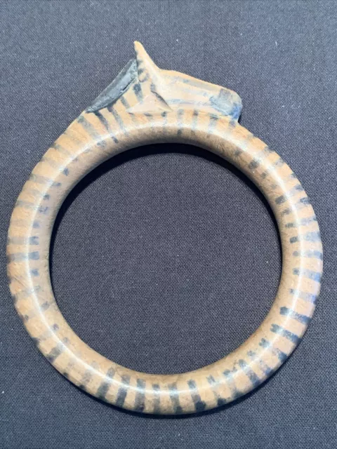 African Safari Zebra Bracelet Bangle Handcrafted Wood 2 1/2” Diameter Vintage