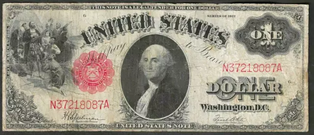 1917 $1 Legal Tender Note ~ Columbus Sighting Land ~  Popular Collector Type