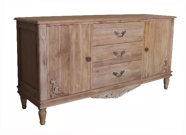 Weathered Teak Sideboard | French Sideboard 2 Door 3 Drawer Belle Range CBNT030