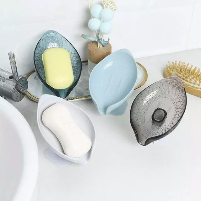 Dish Holder Storage Suction Soap Saver Holder Bathroom Leaf Shape Drain Soap Box