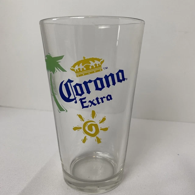 Corona Extra Beer Pint Glass Beach Sun Vintage