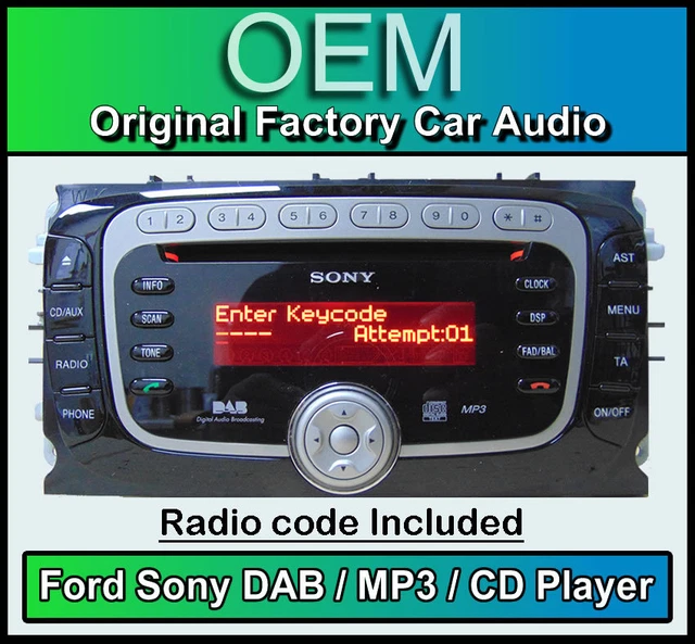 FORD FOCUS CD MP3 player with DAB radio, Ford Sony DAB car stereo with