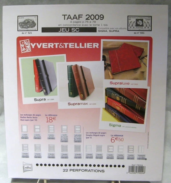 Yvert et Tellier - JEU T.A.A.F. S.C 2009 (Avec Pochettes)