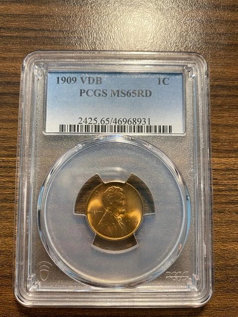 1909-P VDB Lincoln Wheat Penny Cent 1C PCGS MS 65 Red (RD) Type 1, Wheat Reverse