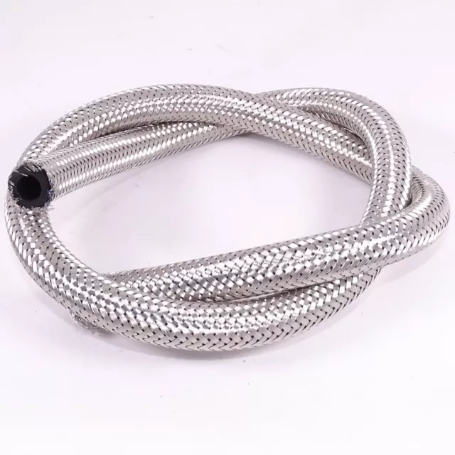 8mm AN6 Rubber Fuel Hose Stainless Steel Braided Overbraid Line Oil BS 5118/2