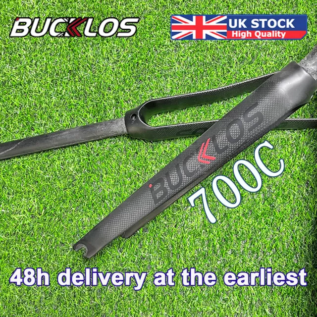 3K 700C BUCKLOS Racing Road Bike Fork Full Carbon Fiber Rigid 1-1/8" Threadless