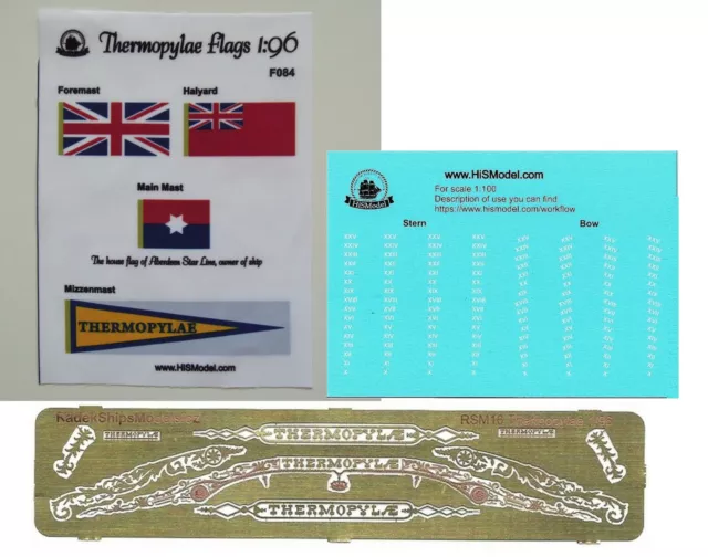 Revell Thermopylae 1:96 - set of Flags and Decoration and Draft scale for model