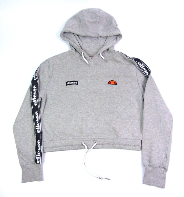Ellesse Grey Hoodie Cropped Sweater / Jumper | Women's Size UK 10