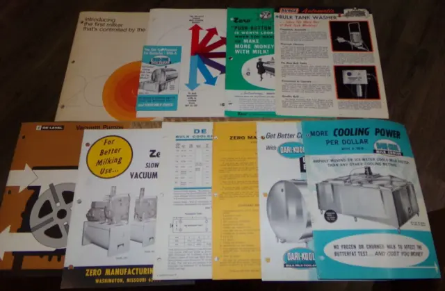 11-lot vintage assorted dairy bulk tanks + coolers brochures good used