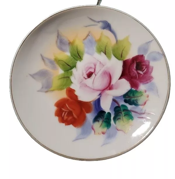 Vintage Hand Painted Roses Tea Plate Made In Occupied Japan Signed 5.5 Inch Size