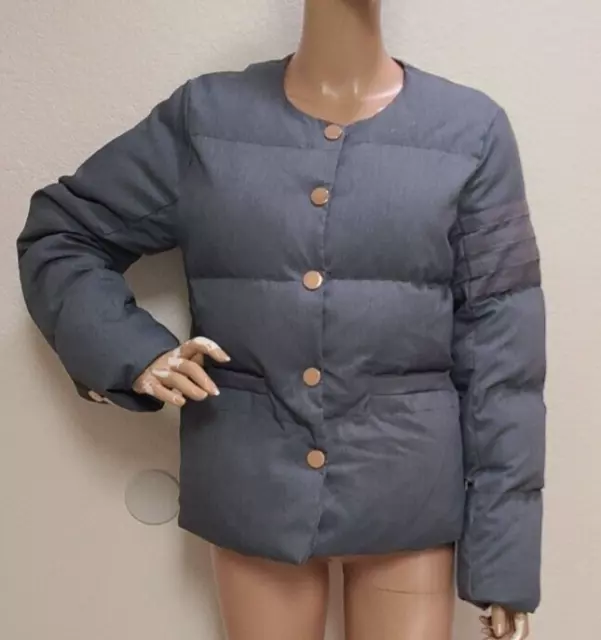 THOM BROWNE QUILTED PUFFER JACKET WOMEN'S SNAP FRONT COAT sz M