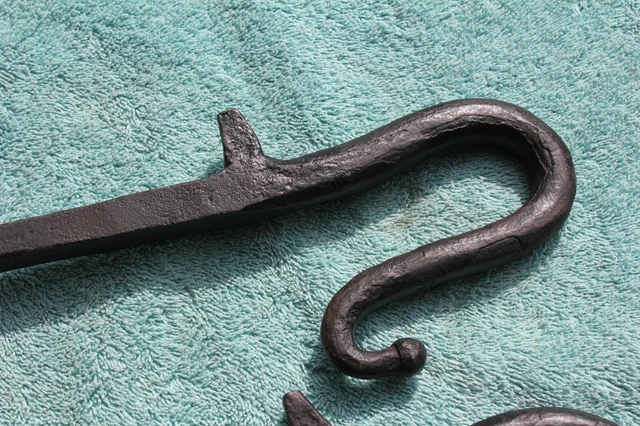 Antique Conestoga Covered Wagon Stay Chain Hooks Hand Forged Wrought Hardware 3
