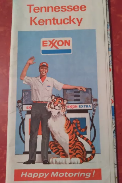 Vintage 1973 Exxon Tennessee Kentucky Road Map