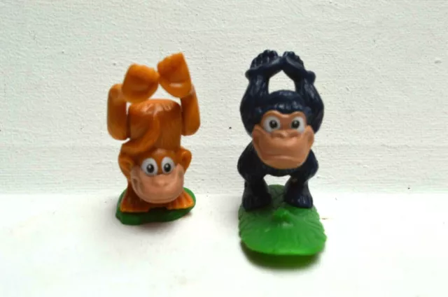 Jouet Figurine Lot 2 Singes Gorille Rigolo Style Kinder Pvc Figure