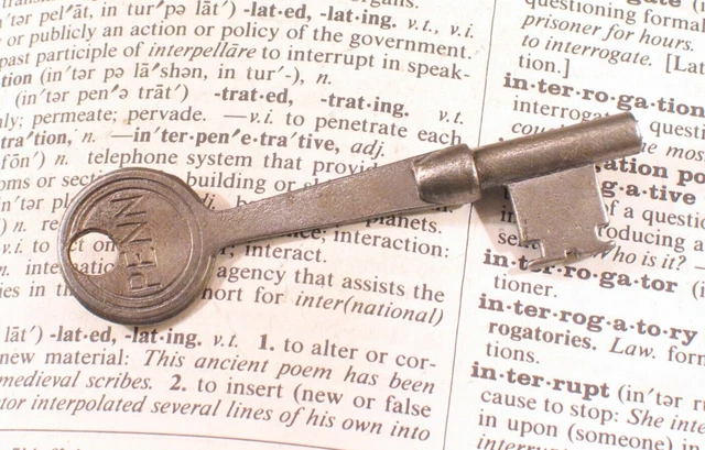 Vintage Skeleton Key PENN 2-5/8" Long - Antique Door Mortise Lock Hardware