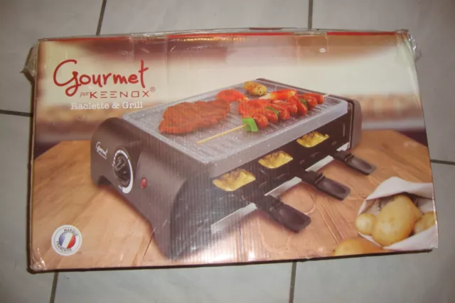 Appareil à raclette : 2 en 1  Grill & raclette 6 personnes Gourmet Keenox Neuf