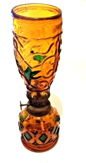 Vintage Amber Cobalt llampenglas + Messing 21cm bemaltes Glas dekorativ