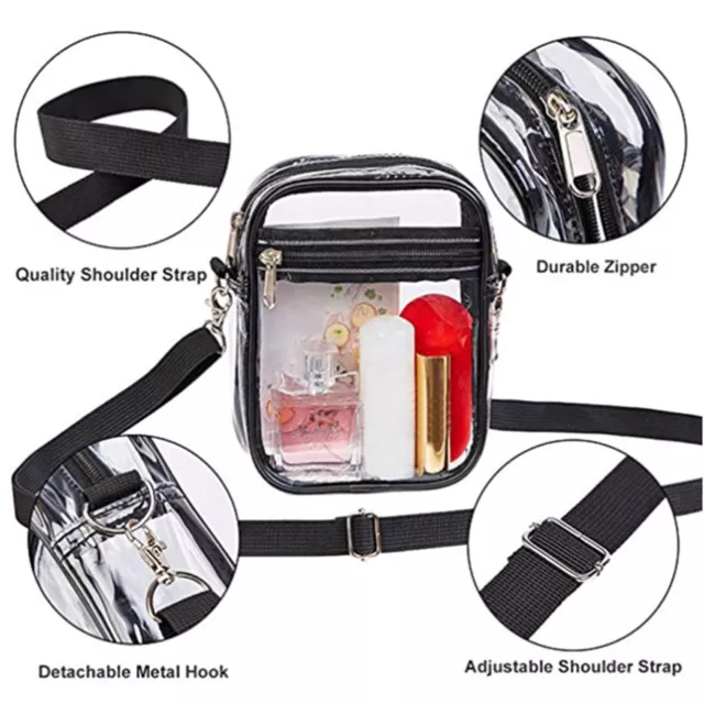 Clear Bag Zipper Design Durable Women Men Clear Stadium Crossbody Bags Sturdy