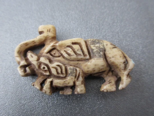 Camel Bones Carved Elephant Bead 1pc