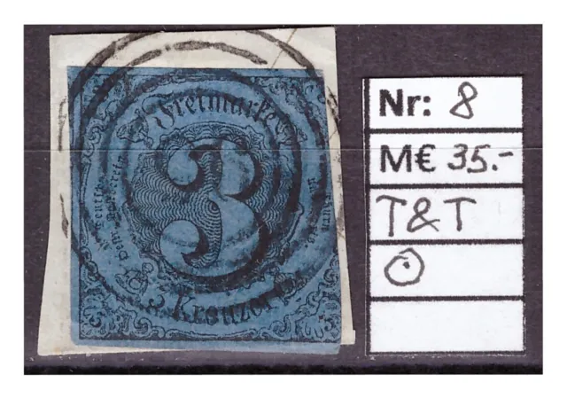 AD Thurn & Taxis, Briefstück  Freimarke MiNr. 8, Nummernstempel 95, Bensheim