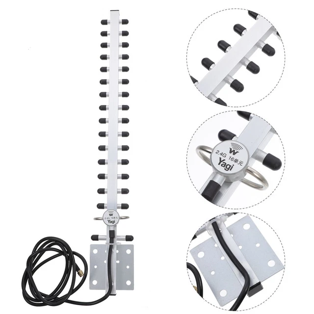 Antenna WiFi Yagi Esterna 2.4GHz 25dBi – Direzionale, Potente, Per Router E Schede Wireless, Colore Argento