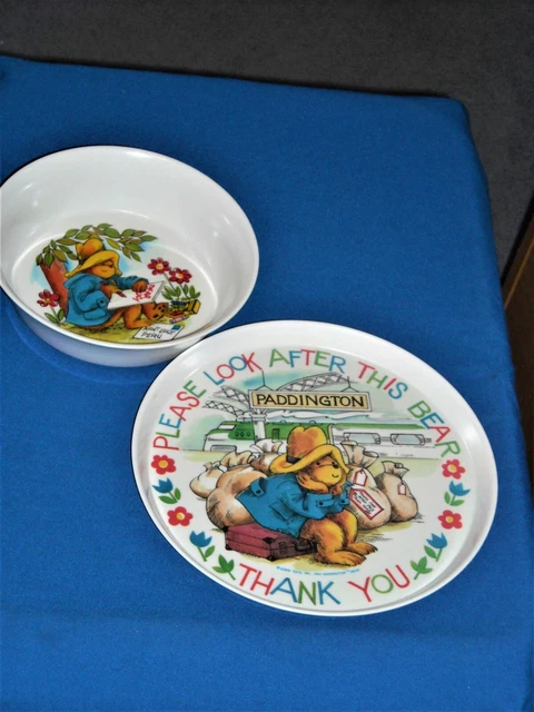 Vintage 1981 Paddington Bear Melamine Child Cereal Bowl Plate Eden Toys SiLite