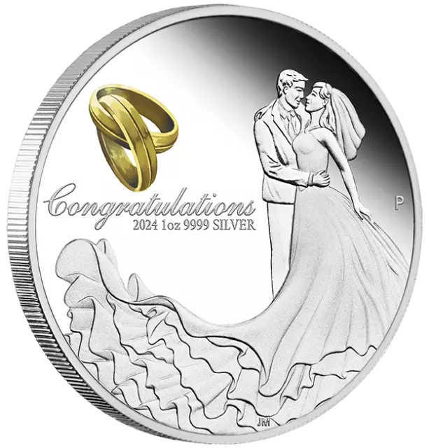 2024 Wedding 1oz Silver Proof Perth Mint Presentation Case & COA