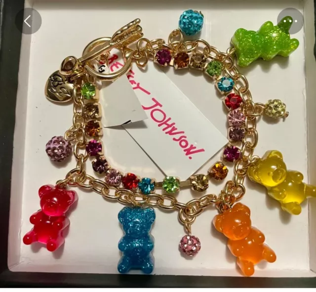 Betsey Johnson Multi Colored Gummy Bears And Rhinestones Charm Bracelet Nwt