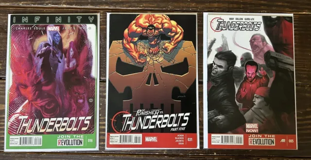 3x THUNDERBOLTS Comic Lot 5, 16, And 31 VOL. 2 Marvel Comics Deadpool Punisher
